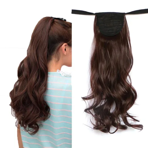 Miniatura 14 de Extensión de cabello sintético rizado con clip, cola de caballo larga, con clip, para niñas, mujeres y mujeres