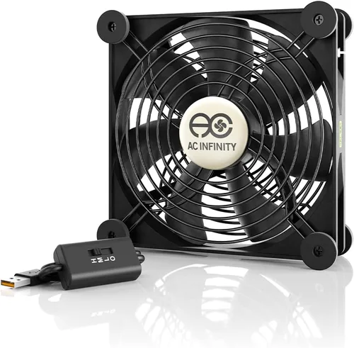 Miniatura 9 de AC Infinity MULTIFAN S7, Ventilador USB silencioso de 120 mm de doble velocidad, certificado UL para receptor DVR PlayStation Xbox, gabinete