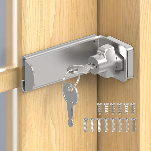 Miniatura 14 de Cerraduras de puerta de ángulo recto de 90 grados, pestillo deslizante grueso de 3.3 pulgadas para apertura interior, armario, cobertizo/puerta