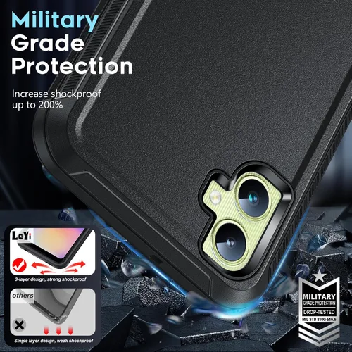 Miniatura 5 de LeYi Funda compatible con Samsumg Galaxy A05 4G: Galaxy A05 4G con resistente a los golpes, 3 en 1 de cuerpo completo, protección resistente