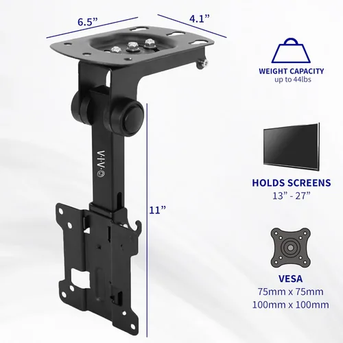 Miniatura 2 de VIVO montaje rebatible manual, plegable, con inclinación, para techo, para televisores con pantalla de LCD plana y monitores Negro