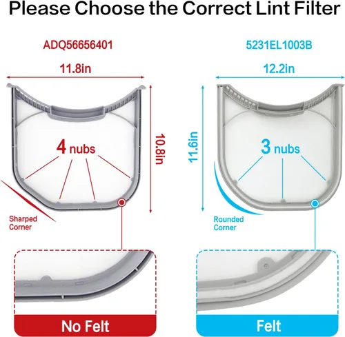 Miniatura 2 de ADQ56656401 Filtro de pelusa para secadora Pantalla de malla de acero inoxidable mejorado para LG ADQ566564 y Ken-more Elite Dryer, reemplazo