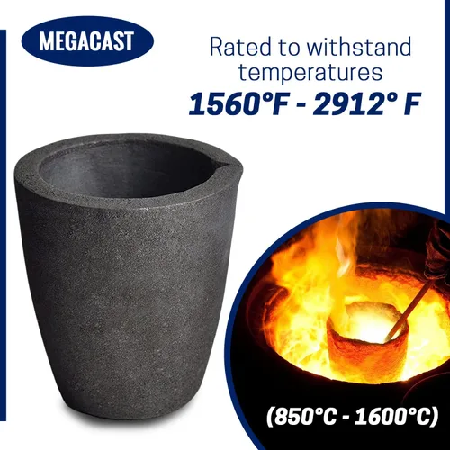 Miniatura 3 de # 4 17.6 lbs MegaCast, Crisoles de grafito de arcilla de fundición negro Torcha Horno Fundición de fusión Refinación Oro Plata Cobre Latón Aluminio
