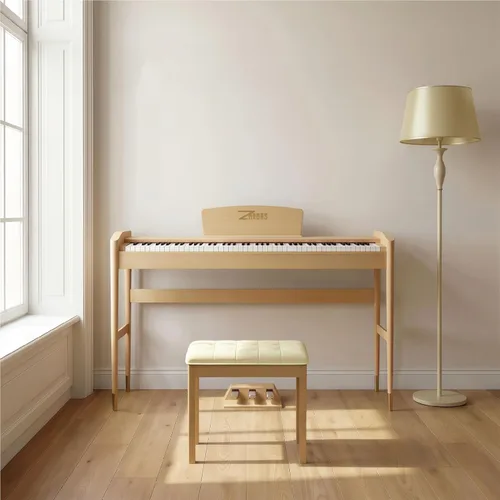 Teclado de piano con peso de 88 teclas con soporte de madera maciza, piano de teclado eléctrico para el hogar para adultos y principiantes, incluye