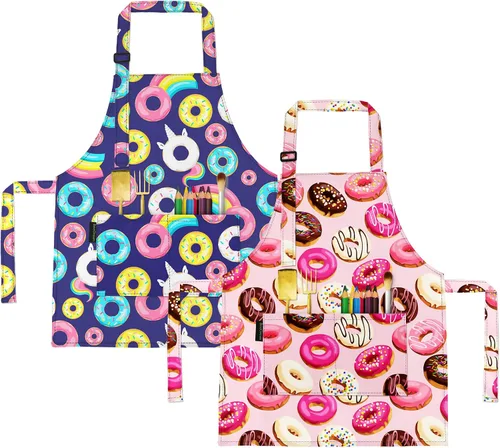 Miniatura 9 de Delantales de Cocina para Niños BeeGreen con Correa Ajustable Delantales de Cocina con Bolsillo Delantero para Niños Pequeños Pintura Hornear Artista