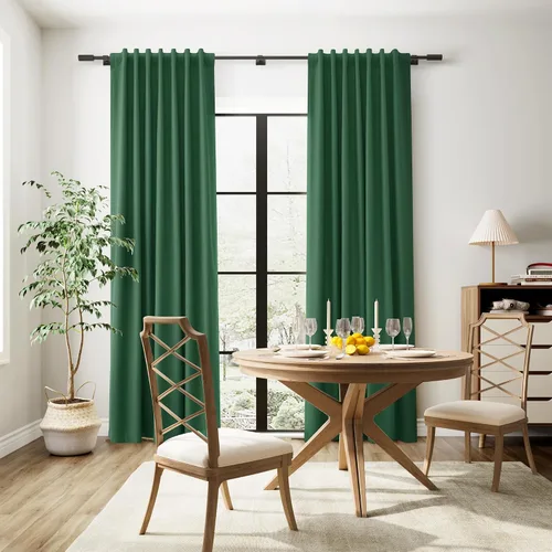 Miniatura 6 de Joywell Cortinas 100% opacas de 84 pulgadas de largo, juego de 2 paneles de cortinas de oscurecimiento de habitación para dormitorio, pestañas Verde