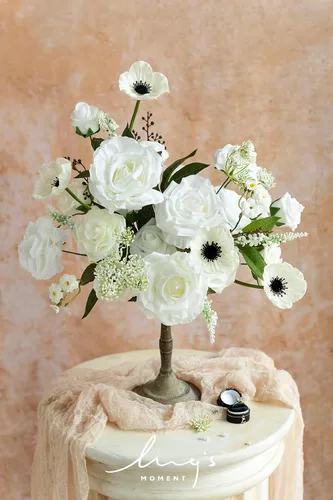 Miniatura 2 de Ling's moment Caja de flores falsas, tallos de vegetación artificiales artificiales, rosas de espuma, hojas de seda de amapola, flor fábica
