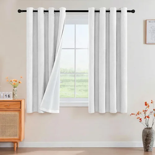 Miniatura 70 de Primitive - Cortinas opacas 100 % de lino texturizado natural para dormitorio, sala de estar, cortinas para ahorra energía, tela de arpillera