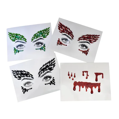 Miniatura 5 de Joyas de Halloween Cospaly Face Jewels Vampire Blood Costume Festival Face Gems Stick on Rhinestone Tattoo Stickers Pasties Autoadhesivo Tatuajes