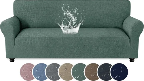 Miniatura 13 de MAXIJIN Funda impermeable para sillón de sala de estar, 1 pieza elástica con brazos, protector de muebles lavable para perros y mascotas (S, café)