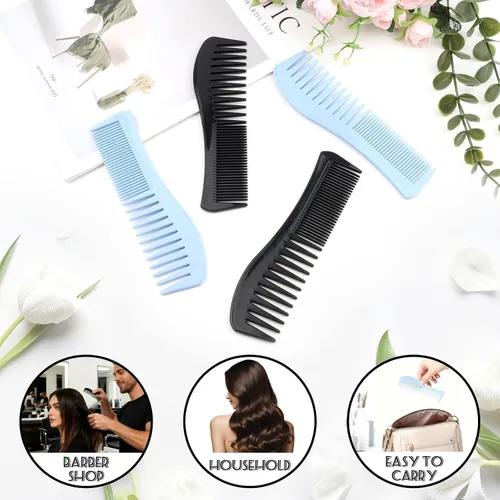 Miniatura 3 de 4 peines de dientes de plástico 2 en 1, juego de aseo multiusos para el cabello, peine de plástico para niños y niñas, peines negros de doble diente