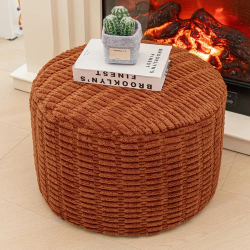 Miniatura 13 de Asuprui Reposapiés Otomano de Tela de Felpa – Puf de Espuma Suave de 20"x14" con Funda Extraíble Perfecto para Sala de Estar, Dormitorio y Lino