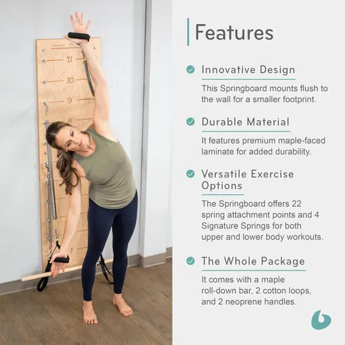 Miniatura 4 de Balanced Body Tabla de Resortes de Pilates con Barra de Empuje, Equipo de Entrenamiento de Pilates Montado en la Pared para Uso en Gimnasio en Casa