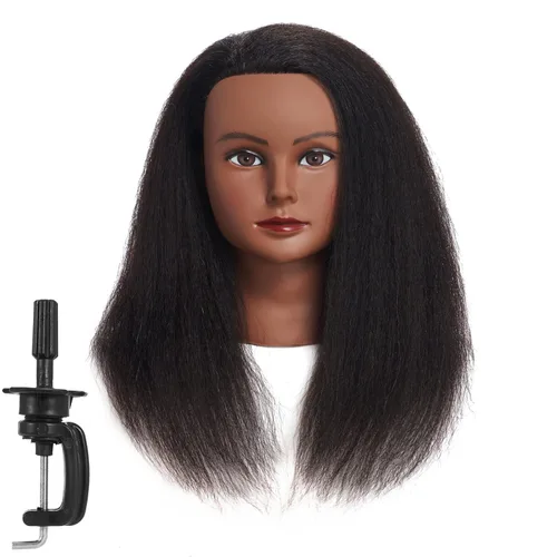 Miniatura 10 de Traininghead - Cabeza de maniquí de cabello 100% real, cabeza de entrenamiento, cabeza de muñeca de cosmetología, cabeza de maniquí de práctica