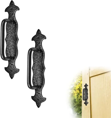 Miniatura 19 de Paquete de 2 manijas decorativas negras de 4.5 pulgadas, manija decorativa de puerta de hierro, manija de puerta de metal rústico para puertas Negro