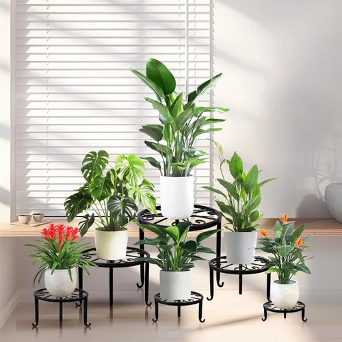 Miniatura 2 de Paquete de 6 Soportes Metálicos para Plantas, Soportes de Servicio Pesado para Macetas de Múltiples Plantas, Estante Anticorrosión para Macetas