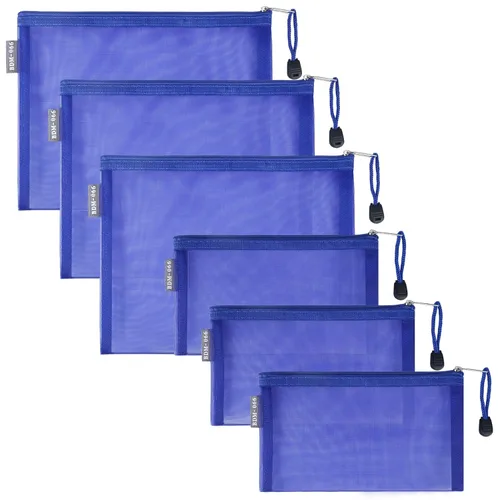 Miniatura 11 de HRX Package Bolsas de cosméticos de malla de nailon con cremallera, 6 piezas A5 para maquillaje, bolsas organizadoras para bolso, bolsa de pañales