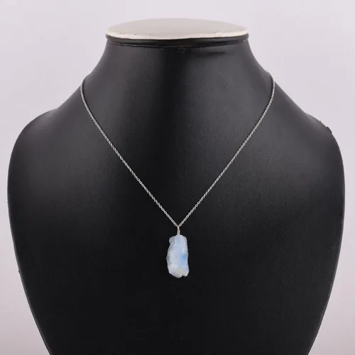 Miniatura 6 de Collar con colgante de piedras preciosas, piedra de energía áspera, cristales curativos de chakras, plata esterlina 925, chapado en rodio, piedra