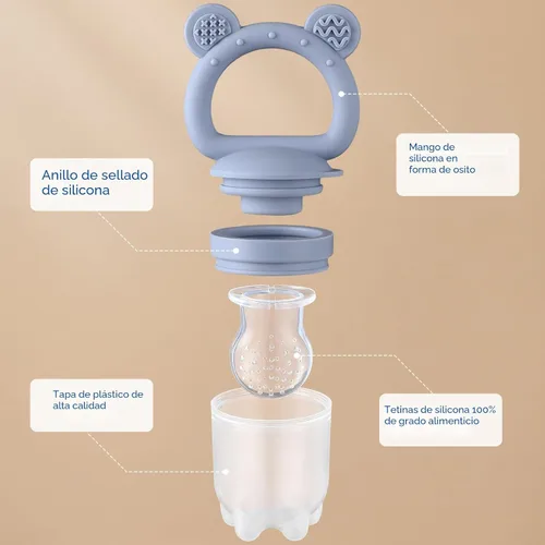 Miniatura 2 de Paquete de 2 alimentadores de frutas de silicona para bebés con mini bandeja para congelador, moldes de paletas de leche materna para aliviar