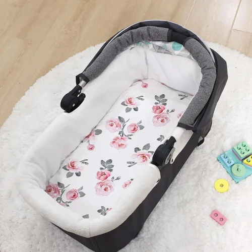 Miniatura 6 de PHF 3 paquetes de sábanas de cuna suaves, sábanas bajeras florales rosa transpirables y cómodas para niñas, ajuste universal sin deslizamiento
