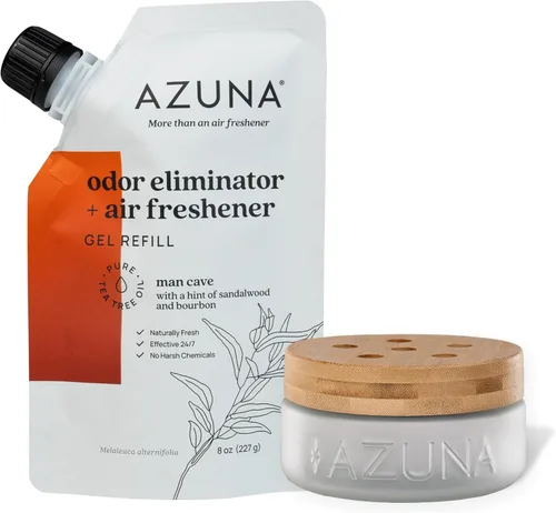 Miniatura 23 de Azuna Ambientador y Eliminador de Olor para Malos Olores Kit de 4 Habitaciones Incluye (4) Frasco de Vidrio Luxe Vacío y Recarga de Gel de 24oz