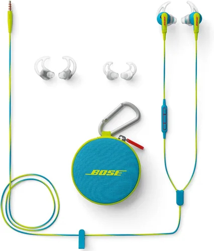 Miniatura 3 de Bose SoundSport - Auriculares intrauditivos para dispositivos Apple, color azul neón, resistentes al sudor, micrófono en línea/control remoto
