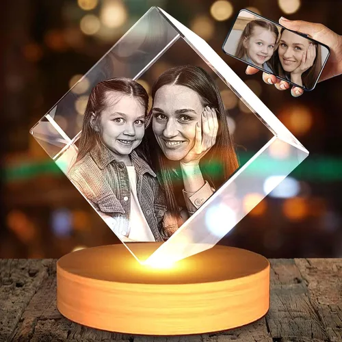 Miniatura 11 de Foto de cristal 3D, regalos personalizados para mujeres, regalos de cumpleaños personalizados para hombres, mamá, ella, él, marido, regalo Corazón