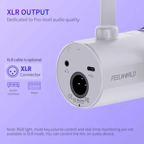 Miniatura 3 de FEELWORLD PM1 XLR USB Micrófono Dinámico con Brazo de Boom Regalos para Grabación de Pódcast, PC, Videojuegos, Transmisión en Vivo, Voz en Off