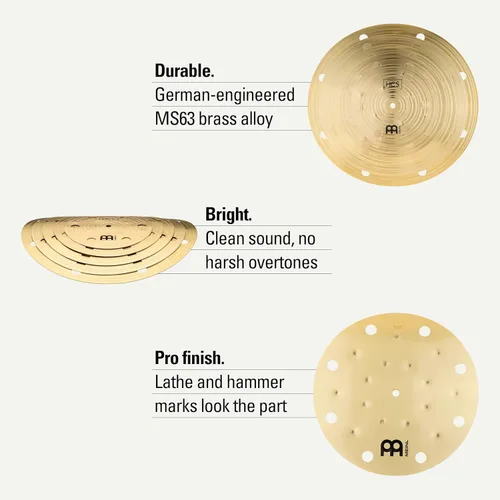 Miniatura 5 de Meinl 40.6 cm Platillos Trash Stack (2 unidades) con agujeros - Acabado tradicional HCS de latón para juego de tambores, fabricado en Alemania
