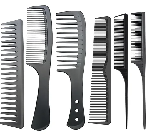 Miniatura 5 de 3 peines antiestáticos de fibra de carbono, resistentes al calor, peine fino y de dientes anchos para hombres y mujeres, profesionales