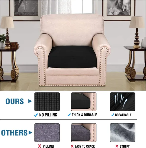 Miniatura 2 de H.VERSAILTEX - Fundas elásticas para cojín de sofá individual, fundas de asiento para silla de sofá, protector de cojín con tejido jacquard de sarga