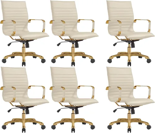Miniatura 29 de LeisureMod Harris - Silla de oficina ejecutiva ergonómica moderna, silla de escritorio de piel con respaldo alto con altura ajustable, control