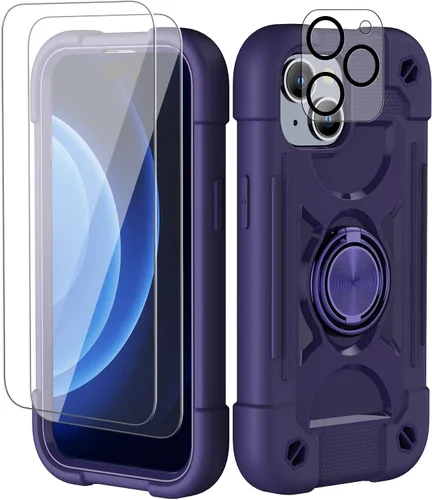 Miniatura 23 de Funda para iPhone 11 de 6.1 pulgadas con soporte de anillo, con 2 protectores de pantalla de vidrio, resistente a los golpes, resistente a