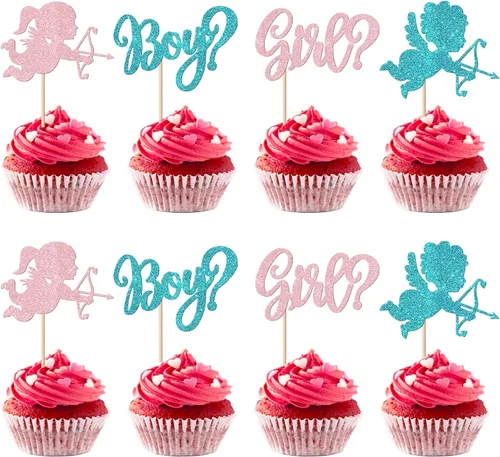 Miniatura 28 de Rsstarxi Paquete de 24 adornos para cupcakes para el día de San Valentín, con purpurina roja, dulce amor, para cupcakes, decoración de San Valentín
