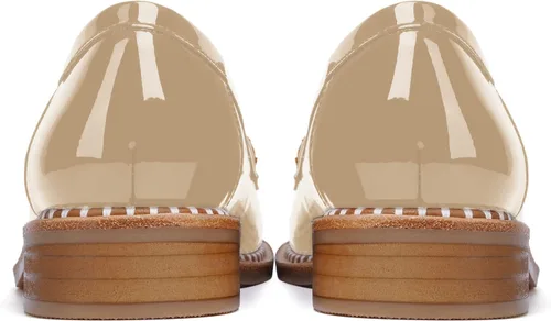 Miniatura 4 de FOGEENA Mocasines de tacón bajo para mujer, estilo casual, puntera redonda, de charol grueso, de 1 pulgada