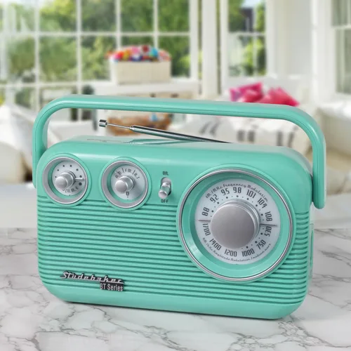 Miniatura 5 de Studebaker SB2003BT Bluetooth Retro Radio AM/FM portátil con CA o operación de batería (verde azulado)