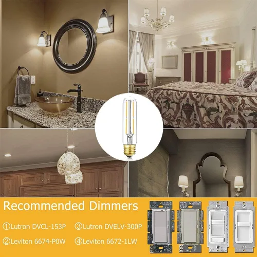 Miniatura 3 de Bombilla LED T10, bombillas tubulares LED regulables de 4 W, equivalentes a bombillas incandescentes de 40 W, 400 lm, blanco suave 3000 K, vidrio