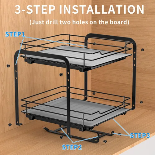 Miniatura 5 de RCHYFEED Organizador de especias para gabinete, 2 niveles extraíbles para armarios interiores y despensa, estante vertical de especias resistente