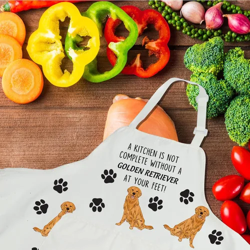 Miniatura 3 de CENWA Delantal Golden Retriever con bolsillos Golden Retriever Gifts Delantal de cocina ajustable para amantes de los perros de los animales