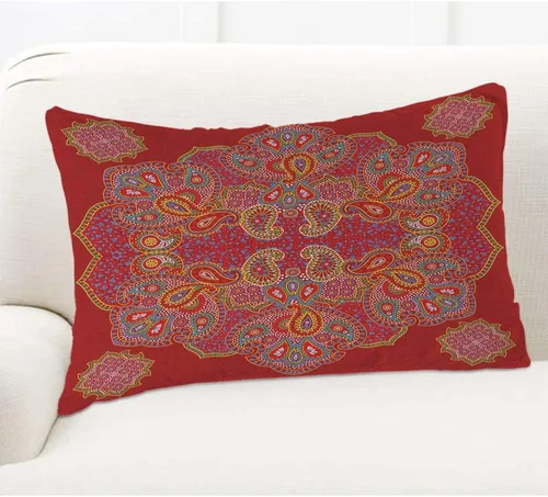 Miniatura 5 de EKOBLA Funda de almohada roja Paisley Floral Mandala Retro Serie Étnica Medallón Bohemio Estilo Bohemio Decoración Lumbar Funda Cojín Cojín