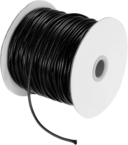 Miniatura 100 de MECCANIXITY Cordón encerado de poliéster encerado de 0.020 in, cuerda de cera de 175 yardas para hacer pulseras, collares, cuentas, joyería y Negro