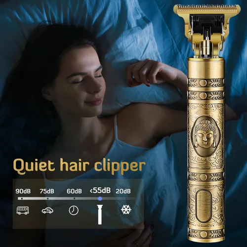 Miniatura 7 de Cortapelo para hombres, kit profesional recargable inalámbrico dorado con peines guía