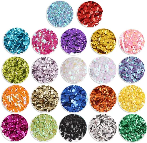 CCINEE 9460 lentejuelas a granel, lentejuelas sueltas de colores mezclados para manualidades de bordado, lentejuelas arcoíris de 0.236 pulgadas con