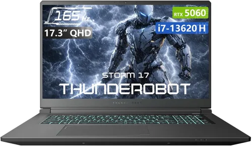 Thunderobot Storm 17 5060, laptop para juegos de 17 pulgadas, pantalla QHD de 17.3" a 165Hz 2K, Core i7-13620H, GeForce RTX 5060, 16 GB de RAM DDR5,
