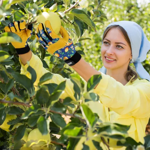 Miniatura 7 de Guantes de jardinería para mujer, de cuero resistente, a prueba de espinas, guantes de trabajo para mujeres, para excavar y plantar