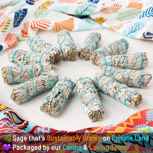 Miniatura 6 de JL Local 20 barras de salvia blanca para manchas de 4 pulgadas cultivadas de forma sostenible, destinadas al crecimiento espiritual personal, alivio