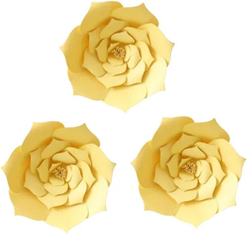 Miniatura 15 de Decoración de flores de papel gigantes para boda, fiesta, telón de fondo de flores, flores hechas a mano para guardería, decoración de pared de Crema