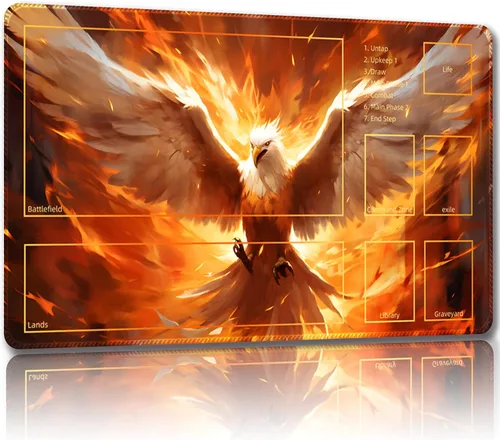 Miniatura 22 de Tapete de juego para MTG, con bolsas de almacenamiento gratis, tapete de juego de 24 x 14 pulgadas, TCG y alfombrillas de juego de mesa para Gato