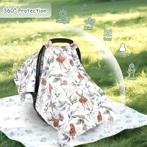 Miniatura 2 de TANOFAR Funda para Asiento de Coche para Bebé, Toldo para Asiento de Coche con Apertura Peekaboo para Bebés, Toldo Suave y Transpirable