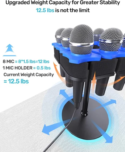 Miniatura 4 de Soporte de micrófono de escritorio, base pesada y amplia compatibilidad, soporte de micrófono de mesa de 3/8 pulgadas con adaptadores de tornillo